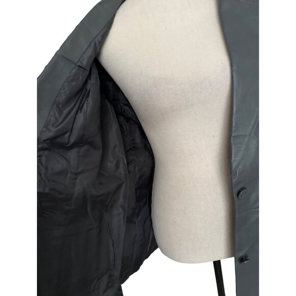 NWT NEWPORT NEWS Leather Jacket Dark Gray Blazer 2 Button Close Lined Size 18W - Picture 5 of 7